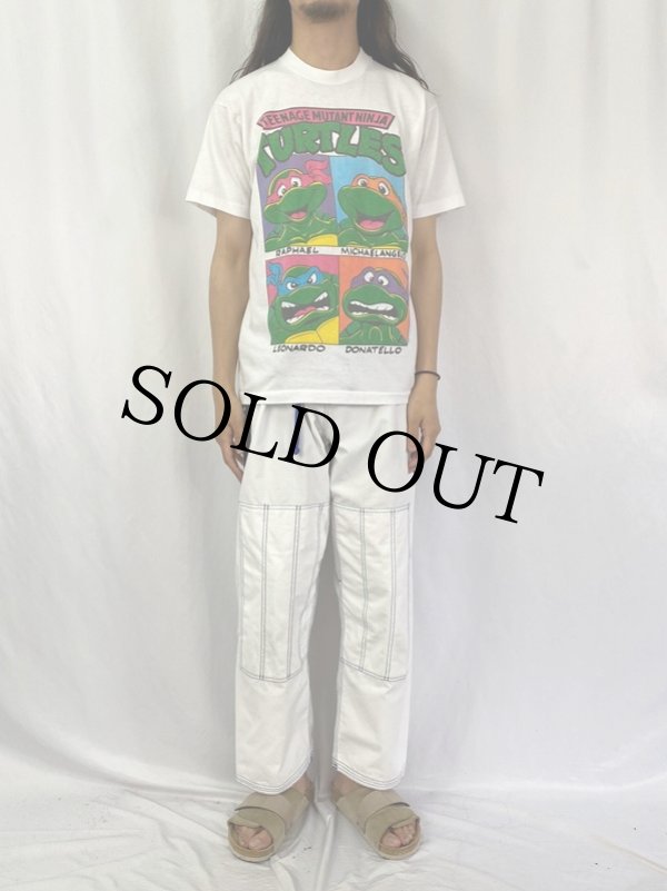 USA製 ヴィンテージ アニメ 風 tシャツ ブルマ 亀古着 ホワイト プリント 90年代 90s アメリカ製 ニンジャタートルズ 亀 白 ホワイト