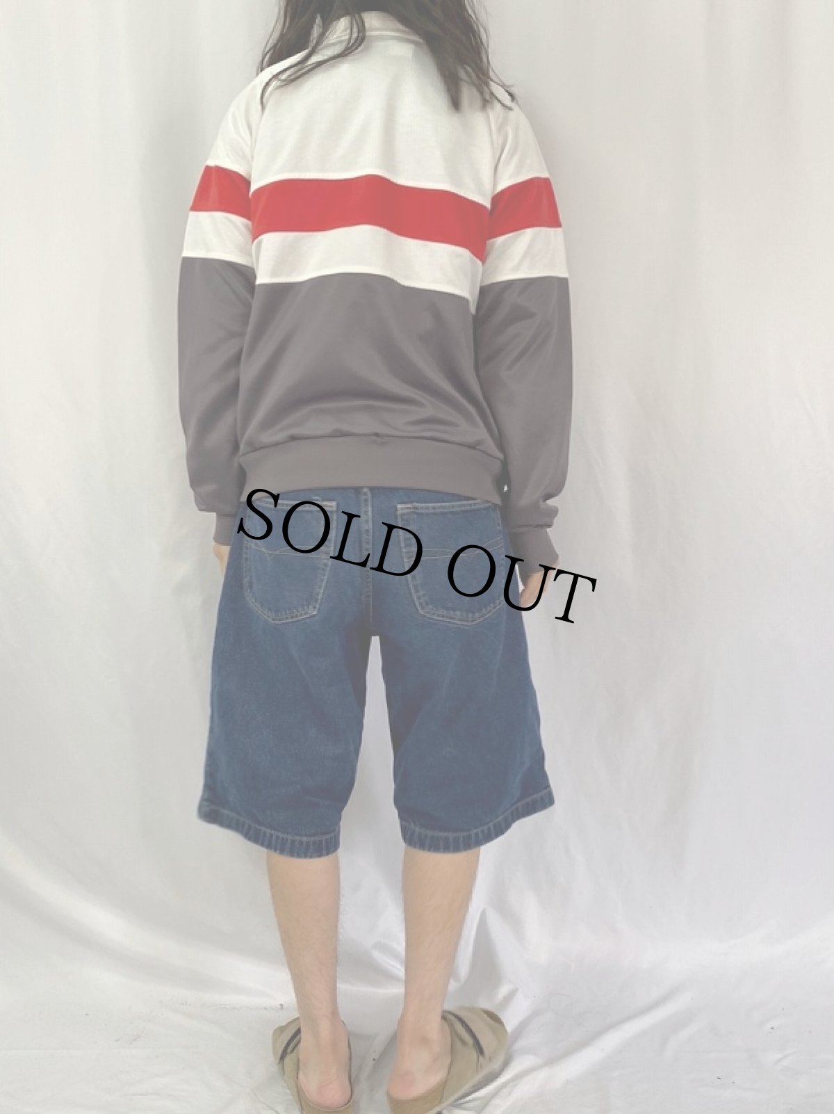 画像4: 80's NIKE ロゴ刺繍 ボーダー柄 トラックジャケット M (4)