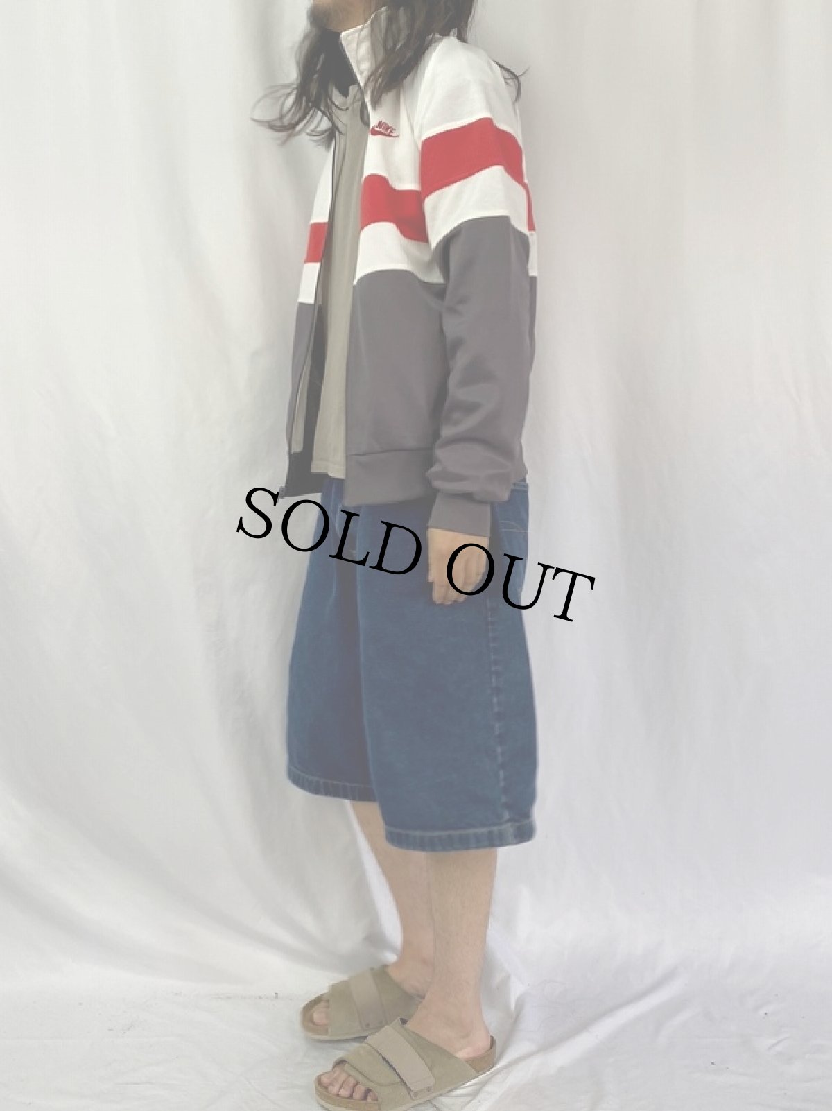 画像3: 80's NIKE ロゴ刺繍 ボーダー柄 トラックジャケット M (3)