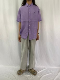 画像2: POLO Ralph Lauren "Classic fit" リネンボタンダウンシャツ L (2)