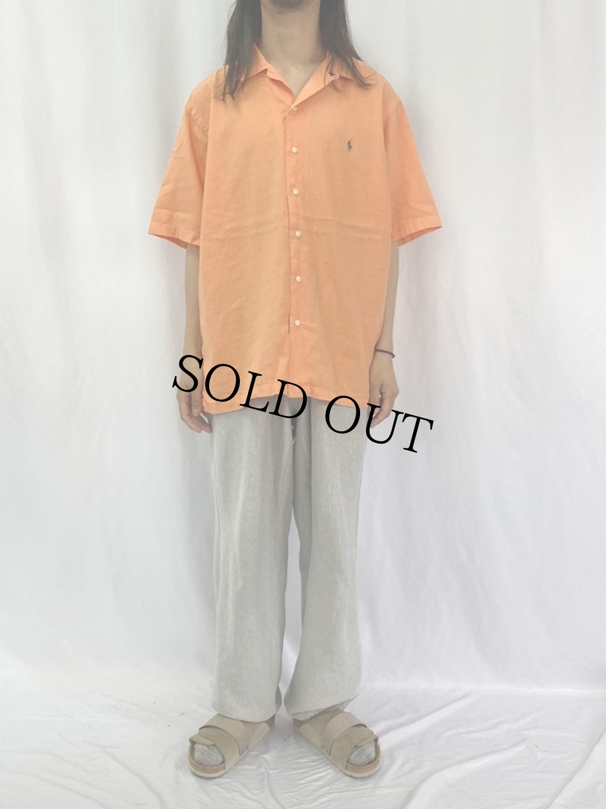 画像2: POLO Ralph Lauren "CURHAM" リネン×コットン オープンカラーシャツ XL (2)