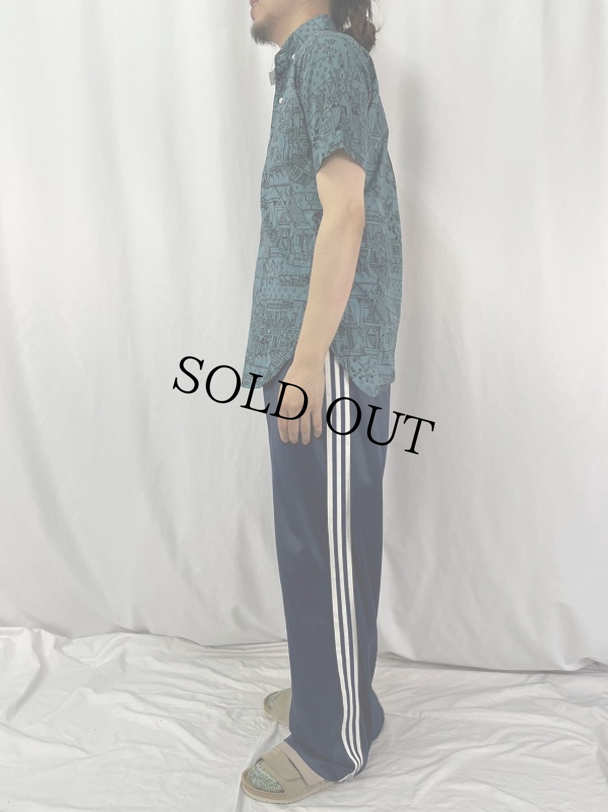 画像3: 60's Wynbrier "3点留め" オリエンタル柄 プルオーバーボタンダウンシャツ S (3)