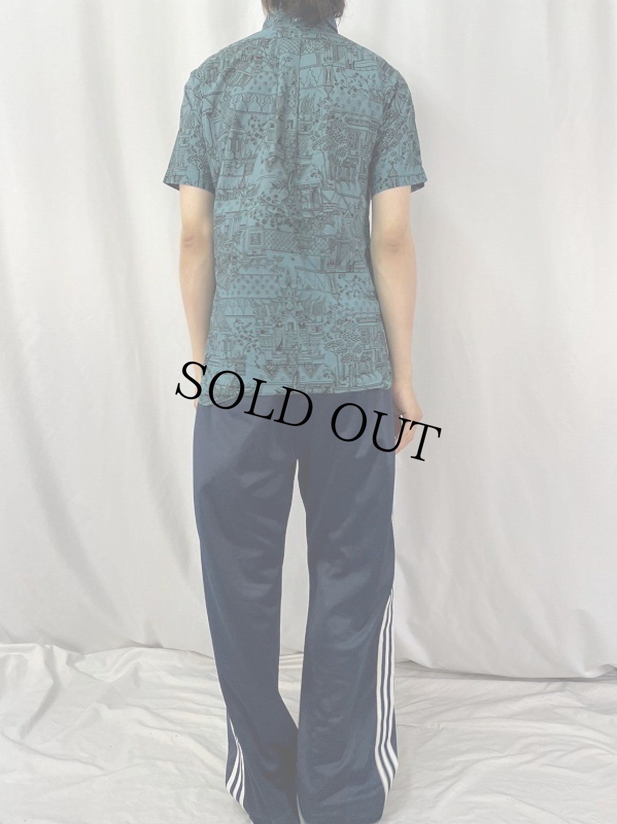 画像4: 60's Wynbrier "3点留め" オリエンタル柄 プルオーバーボタンダウンシャツ S (4)