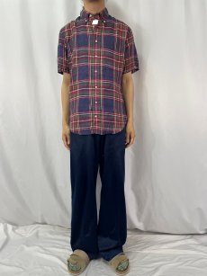 画像2: 90's GITMAN BROS USA製 チェック柄 リネンボタンダウンシャツ M (2)