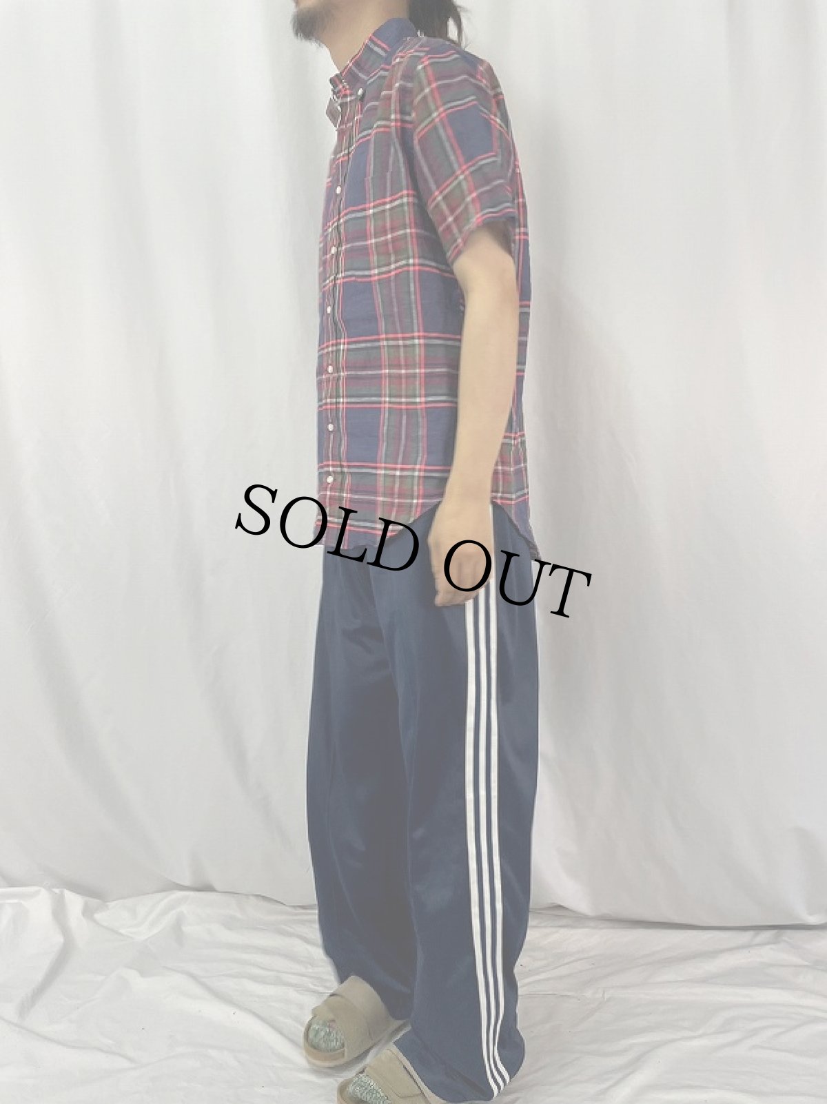 画像3: 90's GITMAN BROS USA製 チェック柄 リネンボタンダウンシャツ M (3)