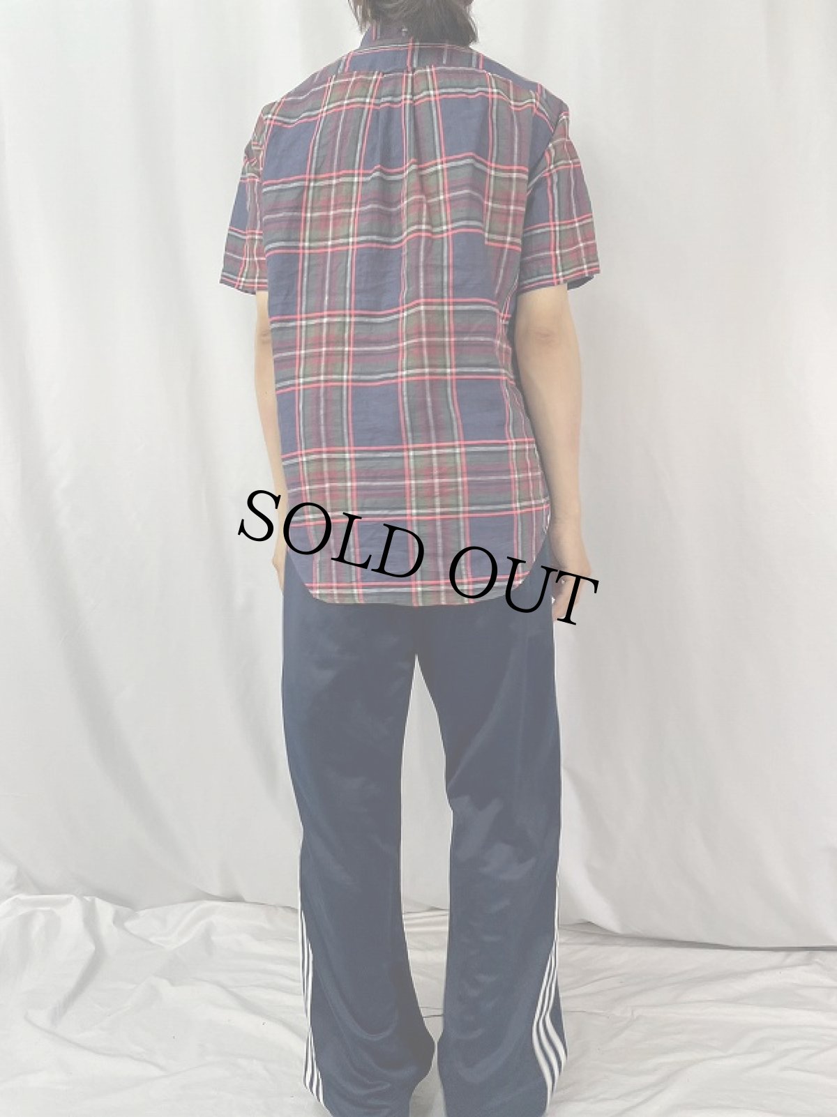 画像4: 90's GITMAN BROS USA製 チェック柄 リネンボタンダウンシャツ M (4)