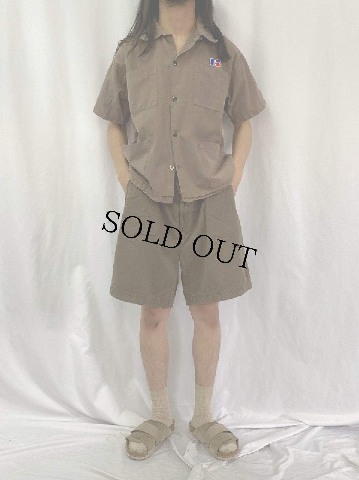 画像2: 80〜90's USA製 "RUSSELL ATHLETIC" ワッペン付き ワークシャツ L (2)