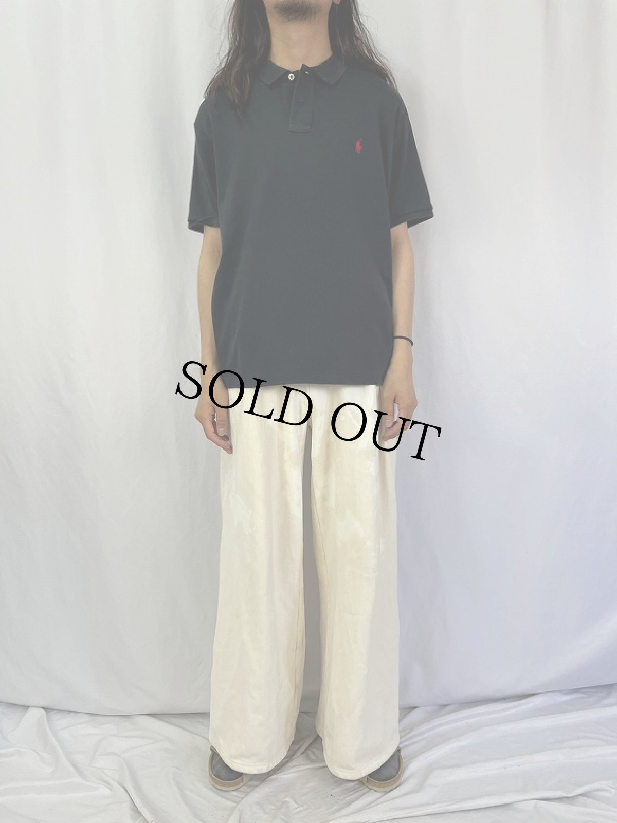 画像2: POLO Ralph Lauren ロゴ刺繍 天竺ポロシャツ BLACK XL (2)