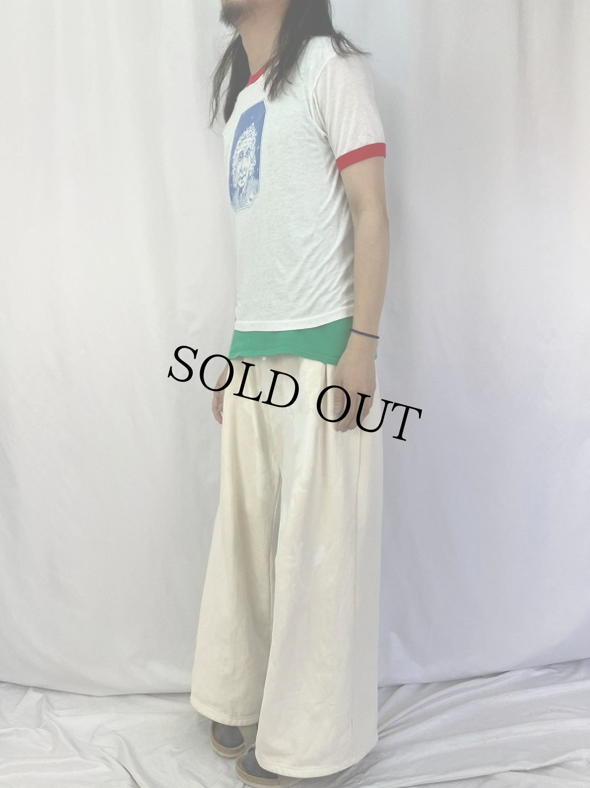 画像3: 80's Albert Einstein USA製 イラストプリントリンガーTシャツ M (3)