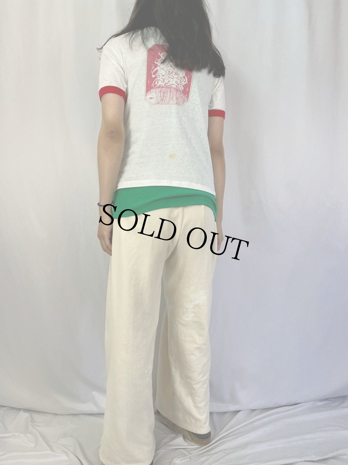 画像4: 80's Albert Einstein USA製 イラストプリントリンガーTシャツ M (4)