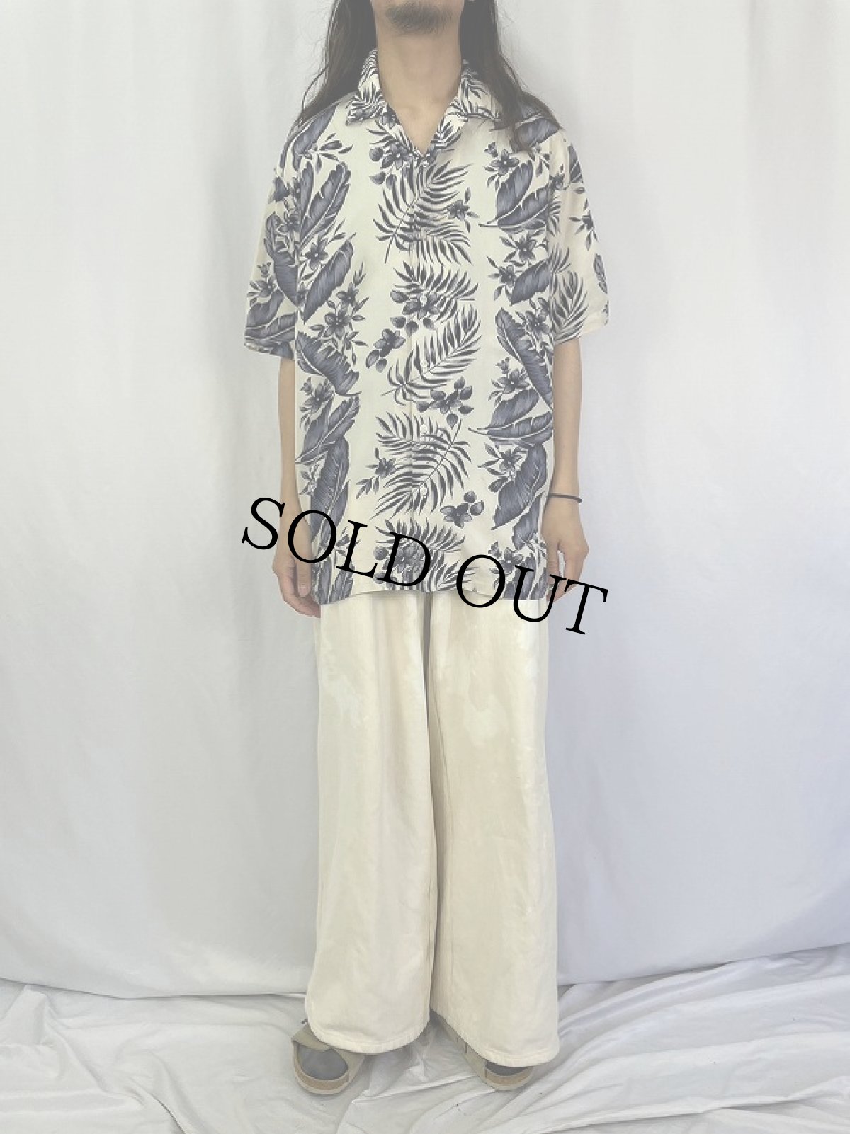 画像2: POLO Ralph Lauren "CLAYTON" ハイビスカス柄 ビスコースアロハシャツ L (2)