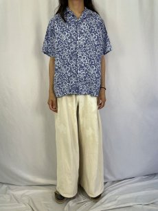 画像2: POLO Ralph Lauren "CALDWELL" ハイビスカス柄 リネン×コットン アロハシャツ M (2)