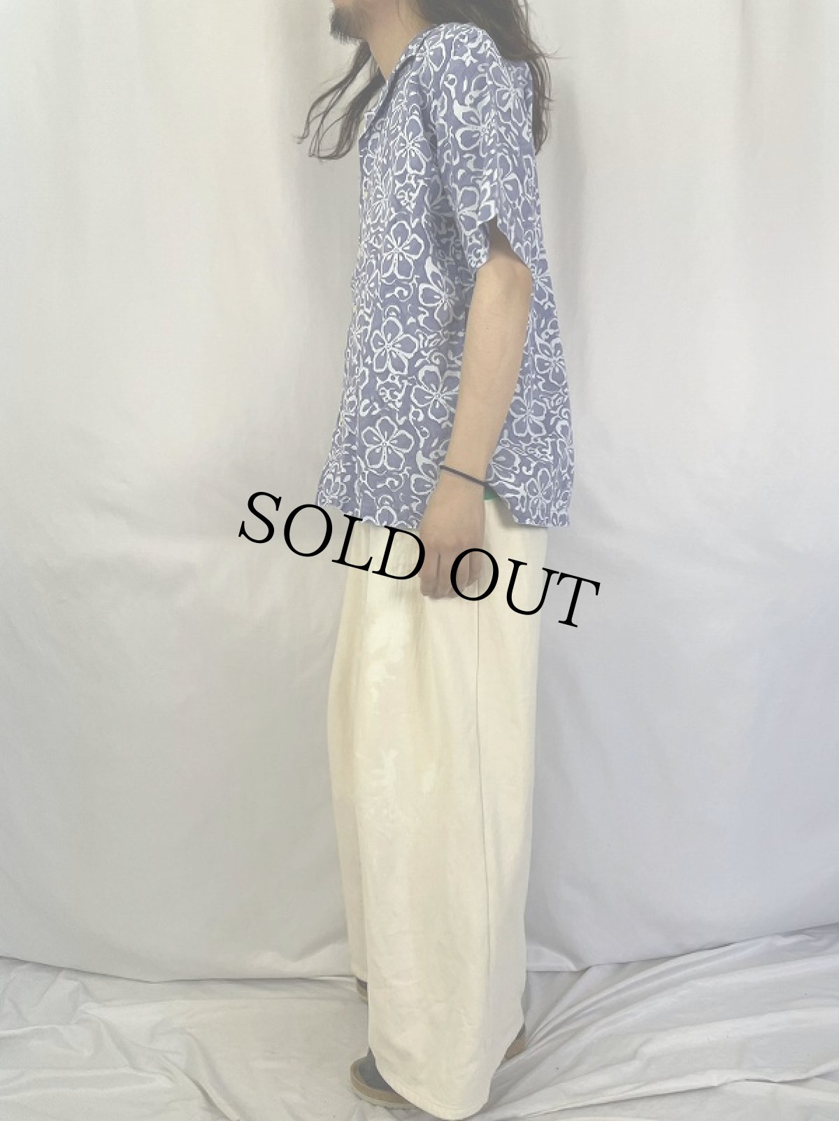 画像3: POLO Ralph Lauren "CALDWELL" ハイビスカス柄 リネン×コットン アロハシャツ M (3)