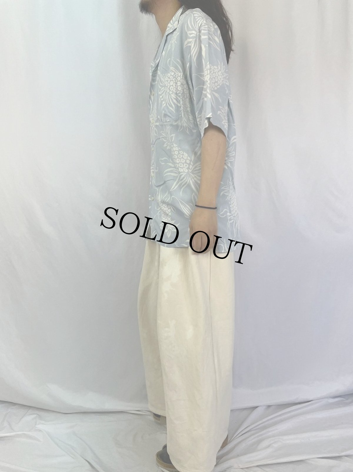 画像3: POLO Ralph Lauren "CLAYTON" パイナップル柄 レーヨンアロハシャツ M (3)