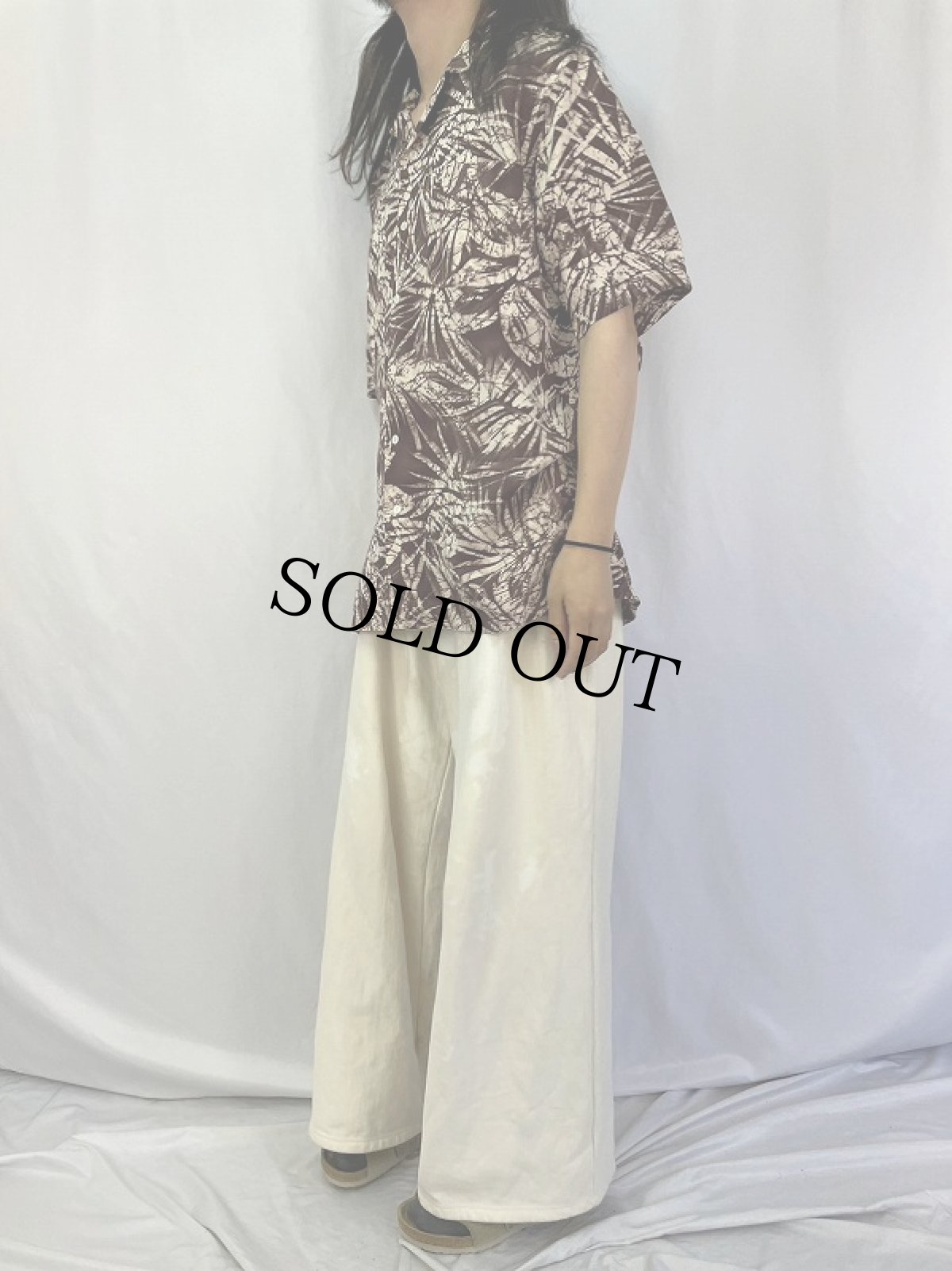 画像3: POLO Ralph Lauren "CLAYTON" ハイビスカス柄 シルク×リネン アロハシャツ L (3)