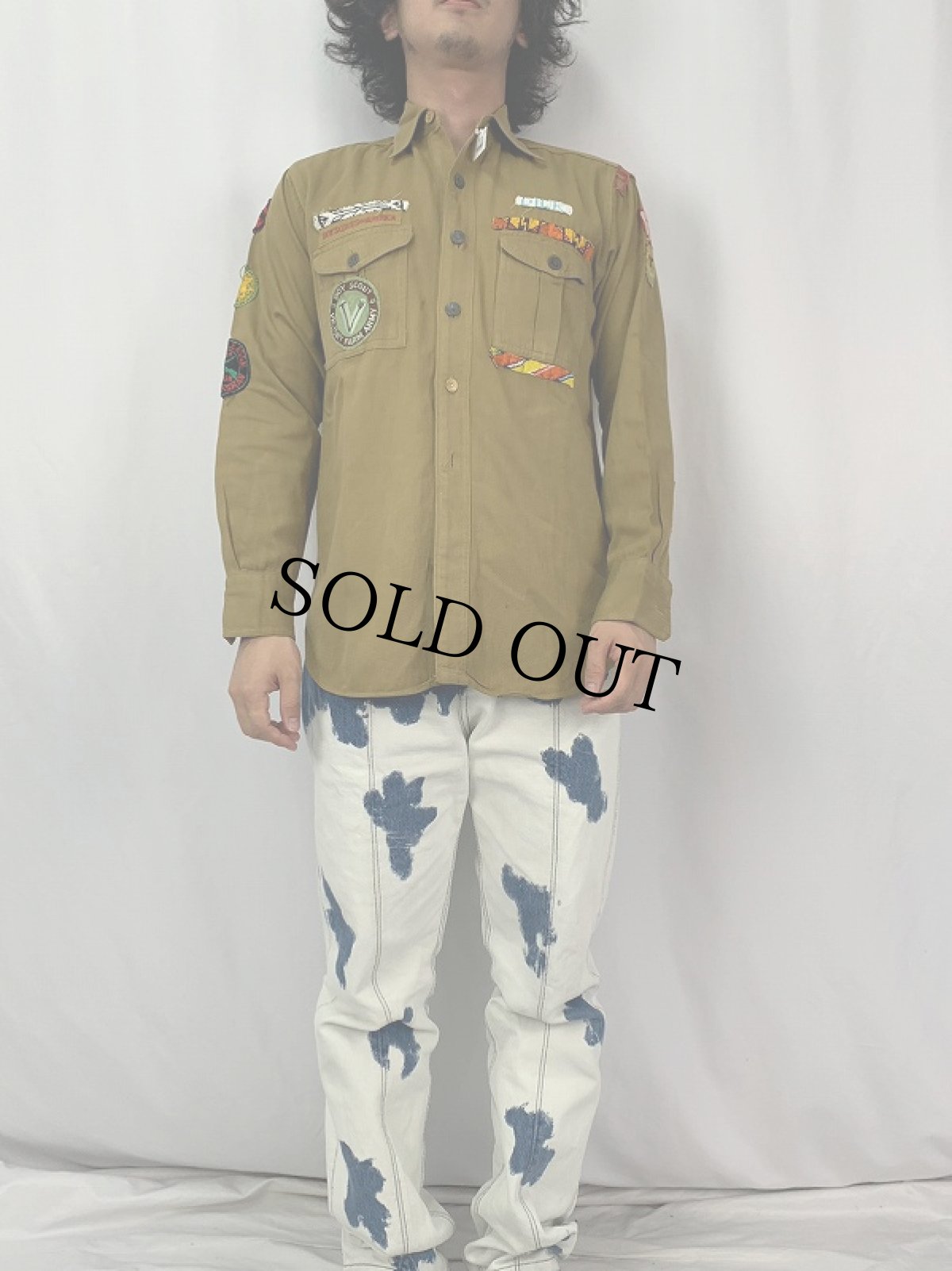 画像2: 40's BOY SCOUTS OF AMERICA  ワッペン付きコットンツイルシャツ (2)