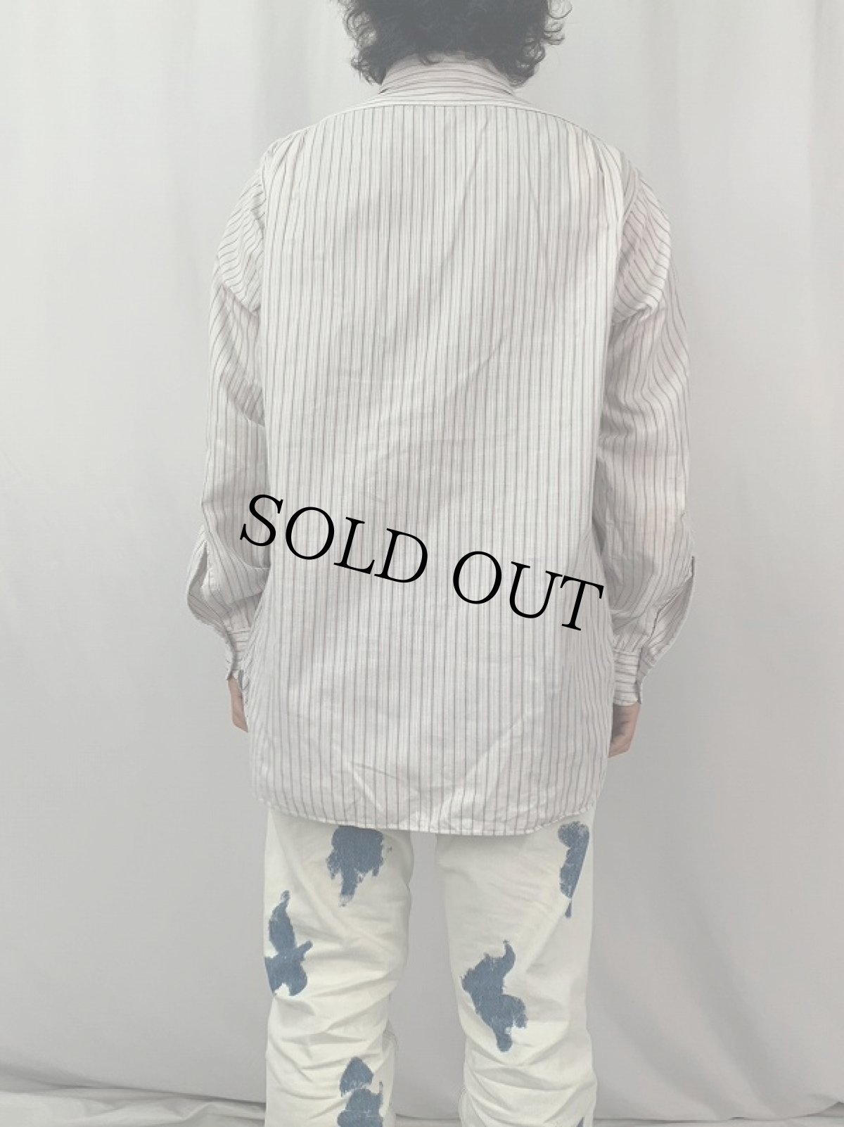 画像4: 60's ARROW USA製 マチ付き ストライプ柄 コットンドレスシャツ SIZE16 (4)