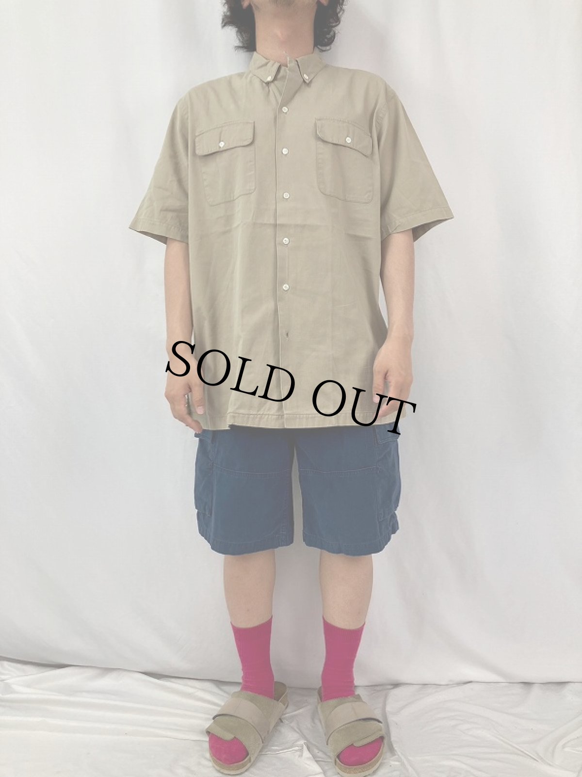 画像2: 90's POLO Ralph Lauren USA製 コットンボタンダウンシャツ L (2)