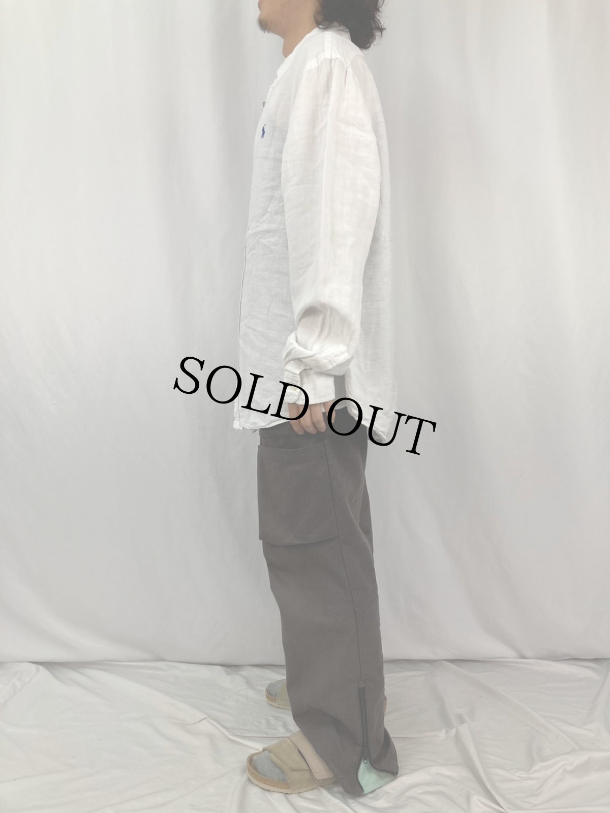 画像3: 90's Ralph Lauren "CUSTOM FIT" リネン ボタンダウンシャツ XXL (3)