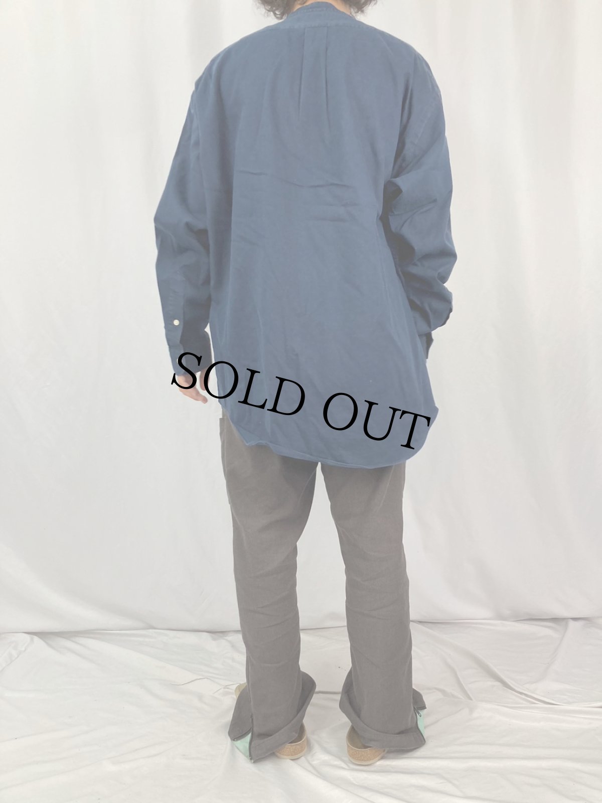 画像4: 90's〜 POLO Ralph Lauren "POSTBOY" バンドカラーコットンシャツ NAVY L (4)