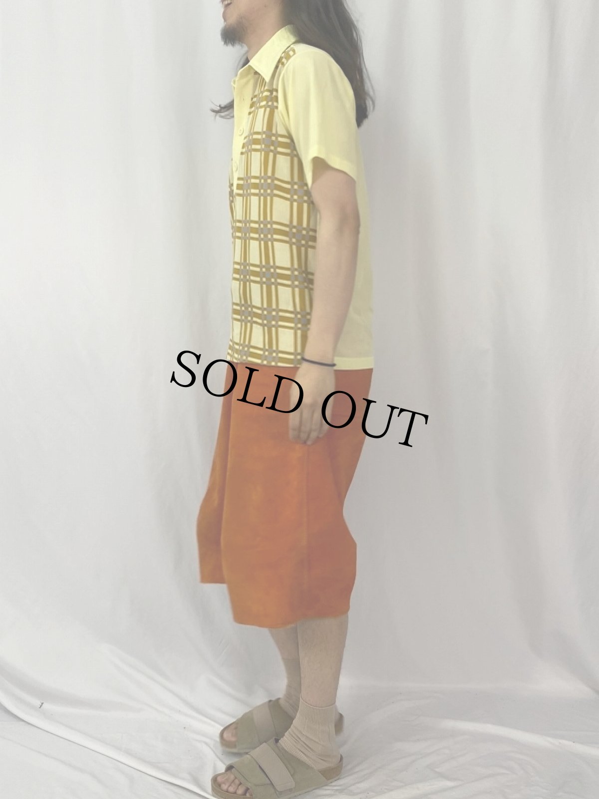 画像3: 70〜80's JCPenny チェック柄 バンロンポロシャツ L (3)