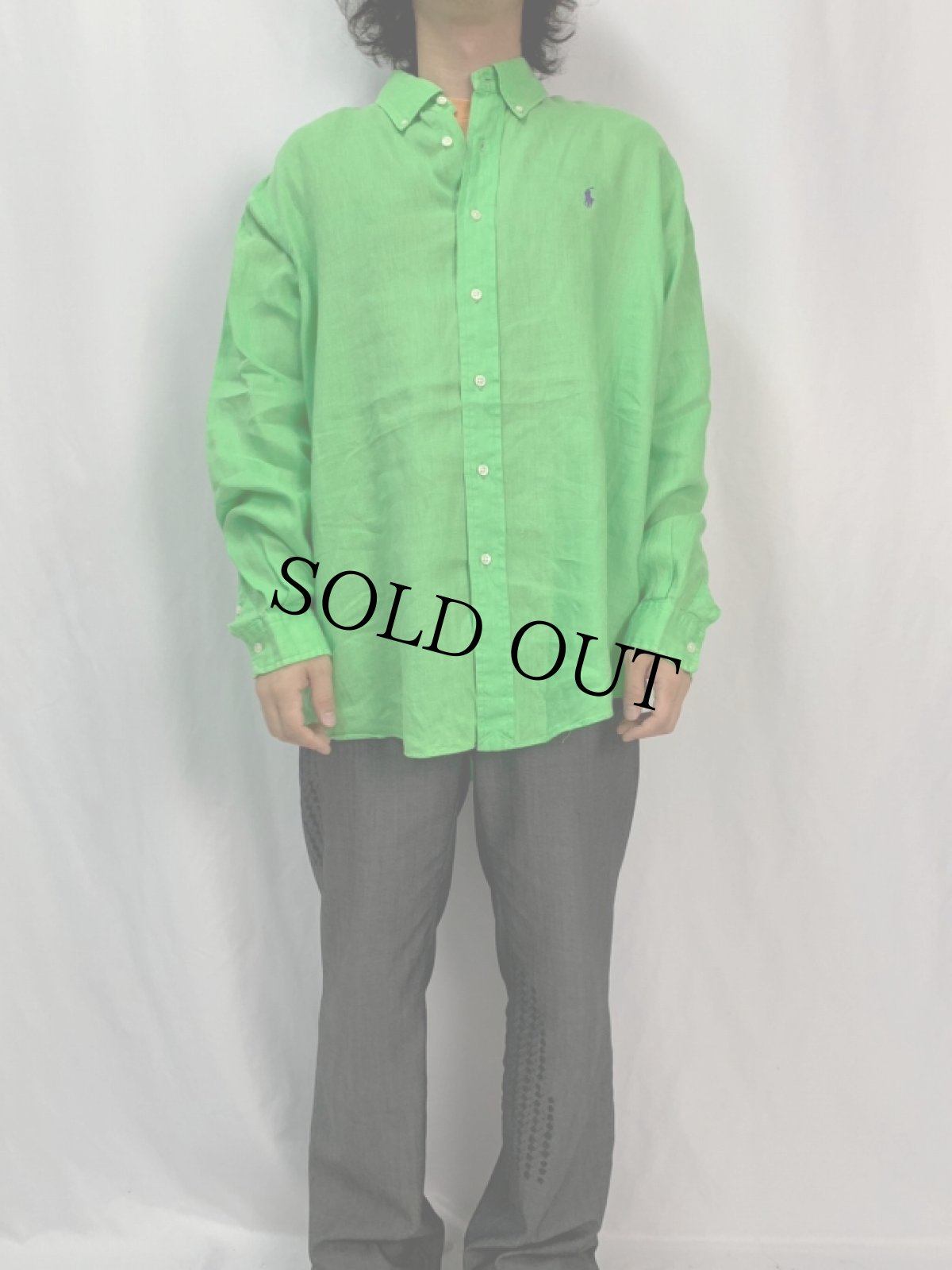 画像2: POLO Ralph Lauren "CUSTOM FIT " シルクボタンダウンシャツ XL (2)