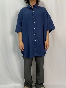 画像2: POLO Ralph Lauren "BLAKE " シルク×コットン ボタンダウンシャツ NAVY XXL (2)