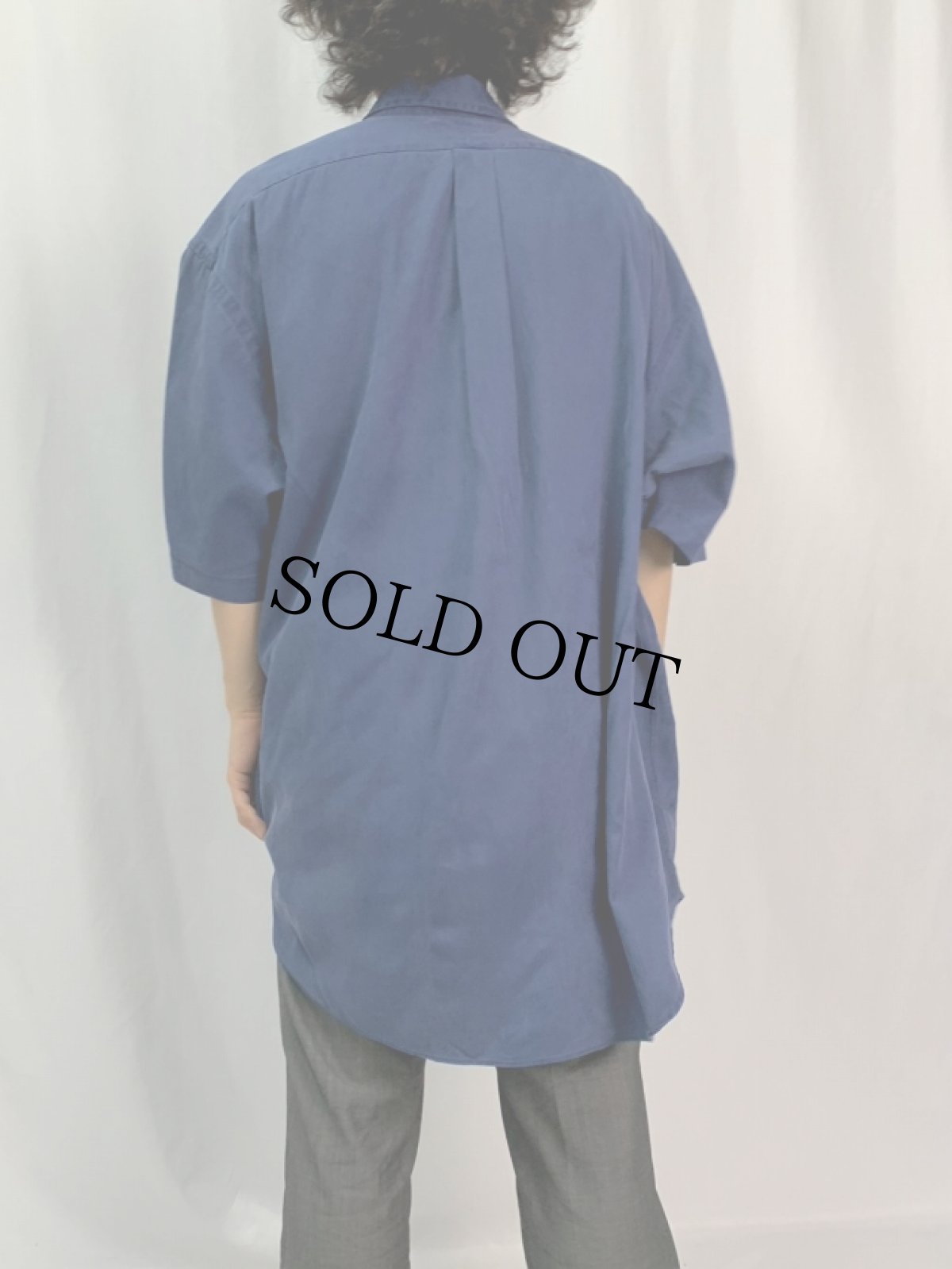 画像4: POLO Ralph Lauren "BLAKE " シルク×コットン ボタンダウンシャツ NAVY XXL (4)