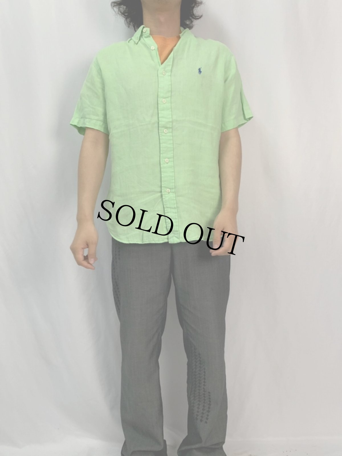 画像2: POLO Ralph Lauren "CLASSIC FIT " ボタンダウンリネンシャツ M (2)