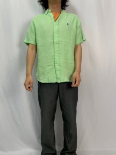 画像2: POLO Ralph Lauren "CLASSIC FIT " ボタンダウンリネンシャツ M (2)