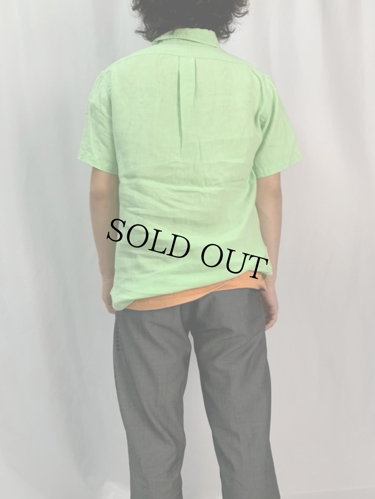 画像4: POLO Ralph Lauren "CLASSIC FIT " ボタンダウンリネンシャツ M (4)