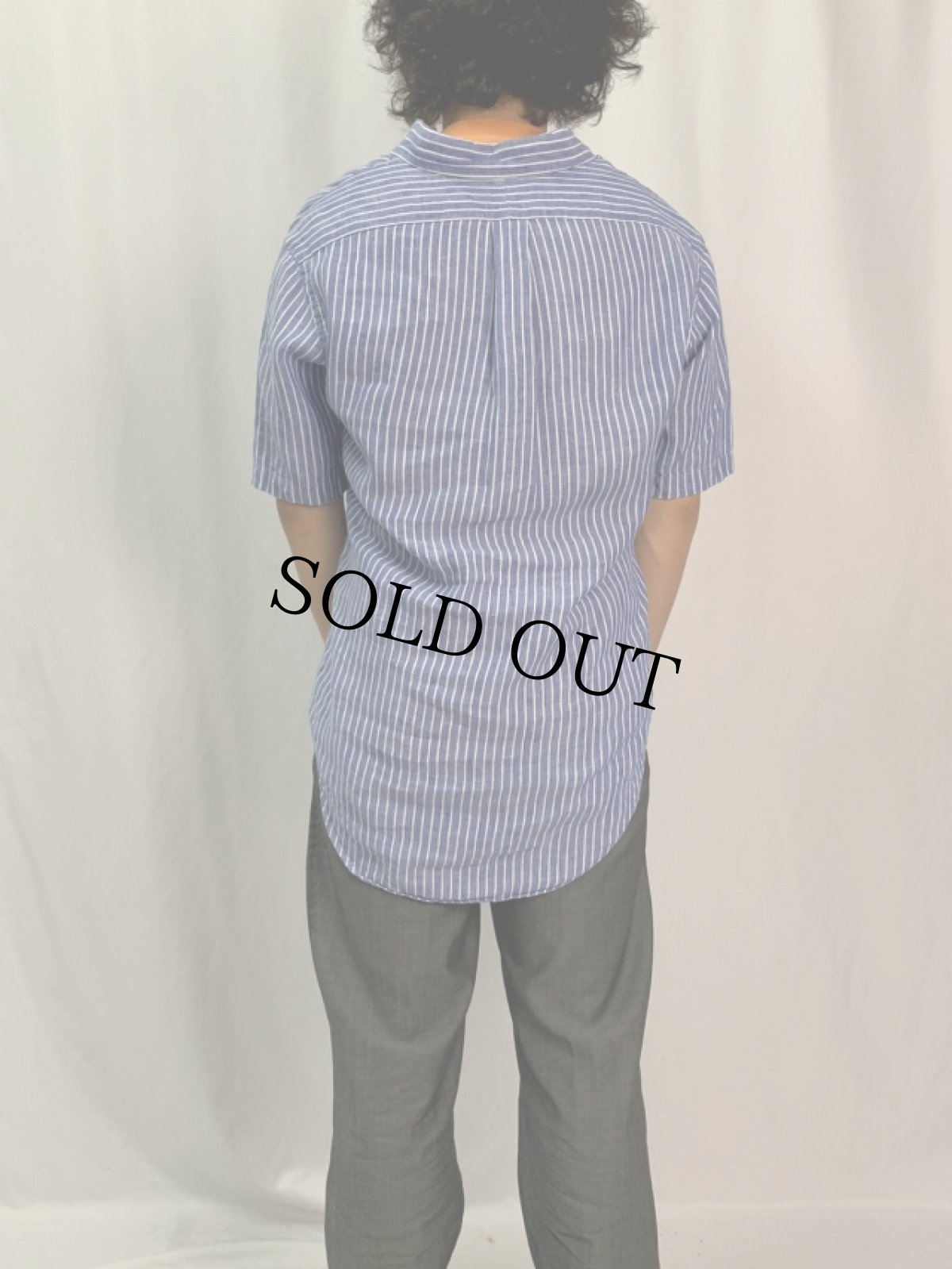 画像4: POLO Ralph Lauren "CLASSIC FIT " ストライプ柄 ボタンダウンリネンシャツS (4)