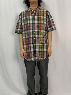 画像2: POLO Ralph Lauren "CLASSIC FIT " インディアンマドラスチェック柄 ボタンダウンコットンシャツ M (2)