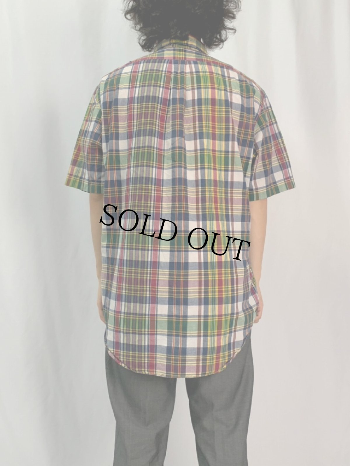 画像4: POLO Ralph Lauren "CLASSIC FIT " インディアンマドラスチェック柄 ボタンダウンコットンシャツ M (4)