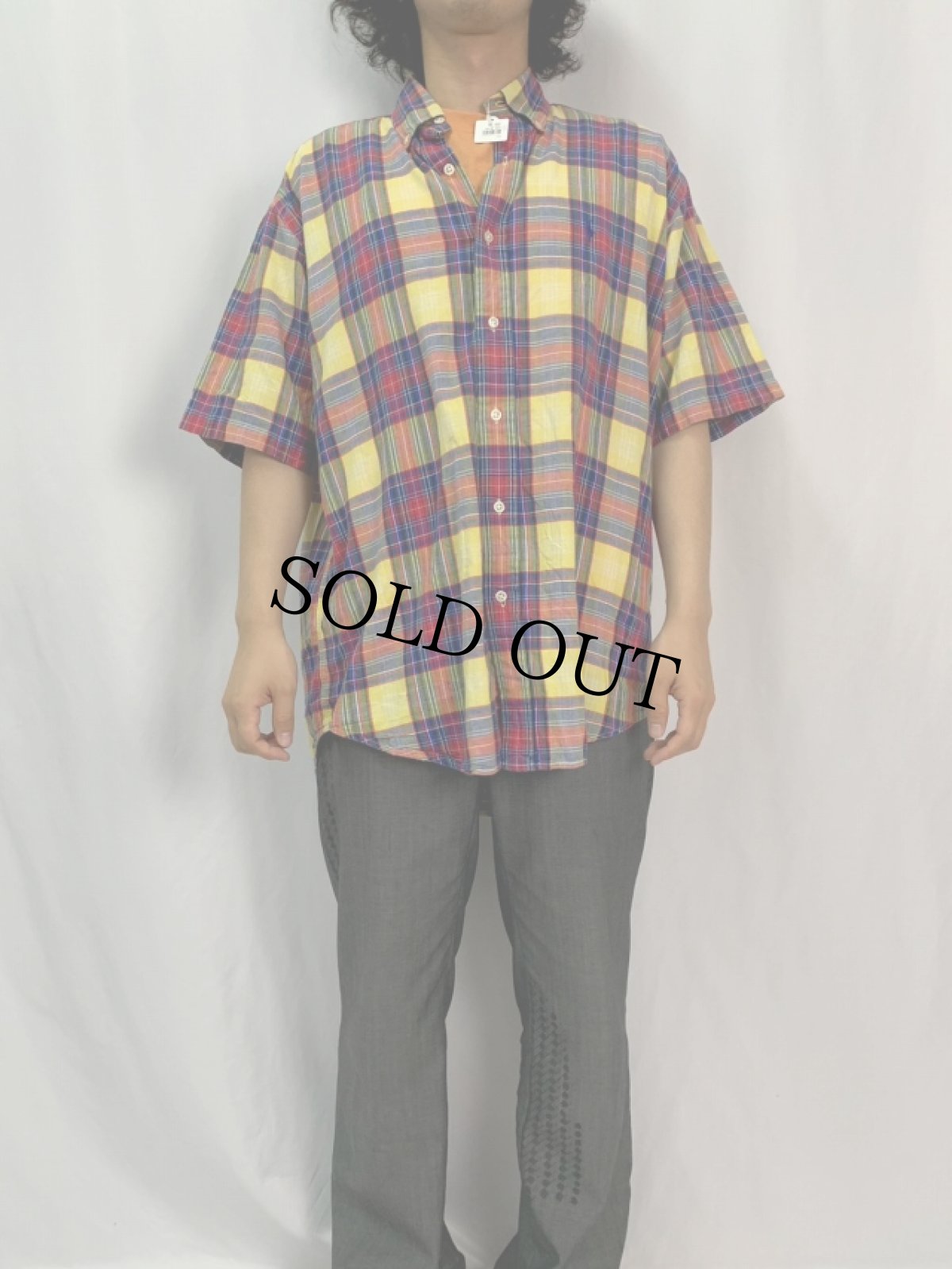 画像2: POLO Ralph Lauren "BLAKE" インディアンマドラスチェック柄 ボタンダウンコットンシャツ M (2)