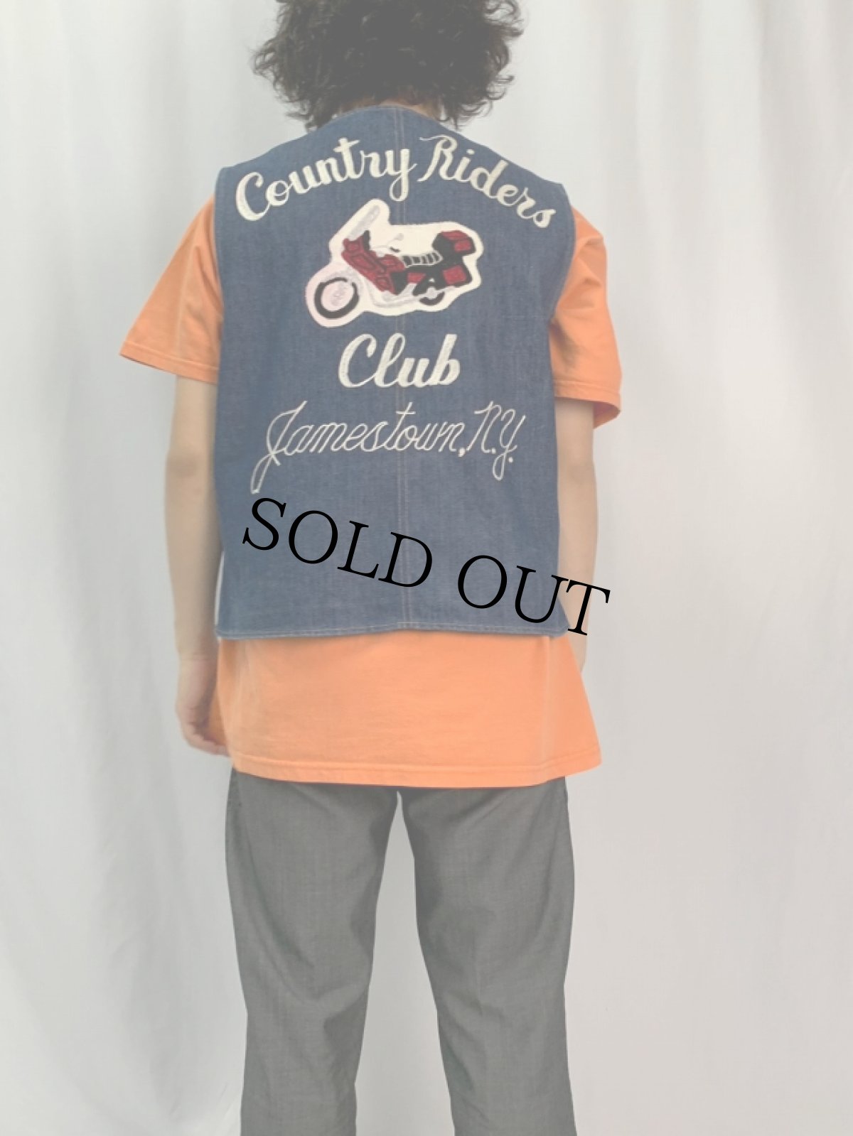 画像5: 70〜80's STOREBRAND "Country Riders Club" バイク チェーン刺繍 デニムベスト XL (5)