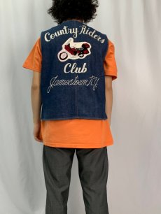 画像5: 70〜80's STOREBRAND "Country Riders Club" バイク チェーン刺繍 デニムベスト XL (5)