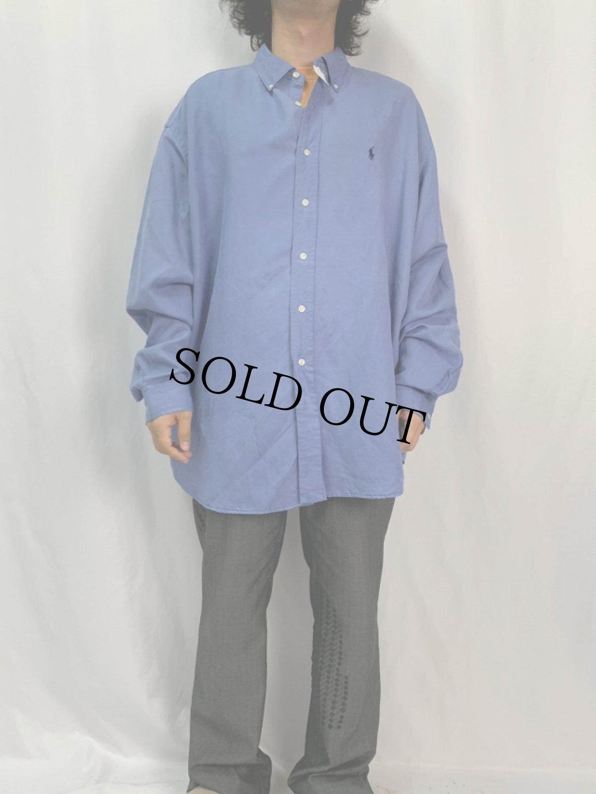 画像2: POLO Ralph Lauren "BLAKE" シルク×リネン ボタンダウンシャツ XL (2)