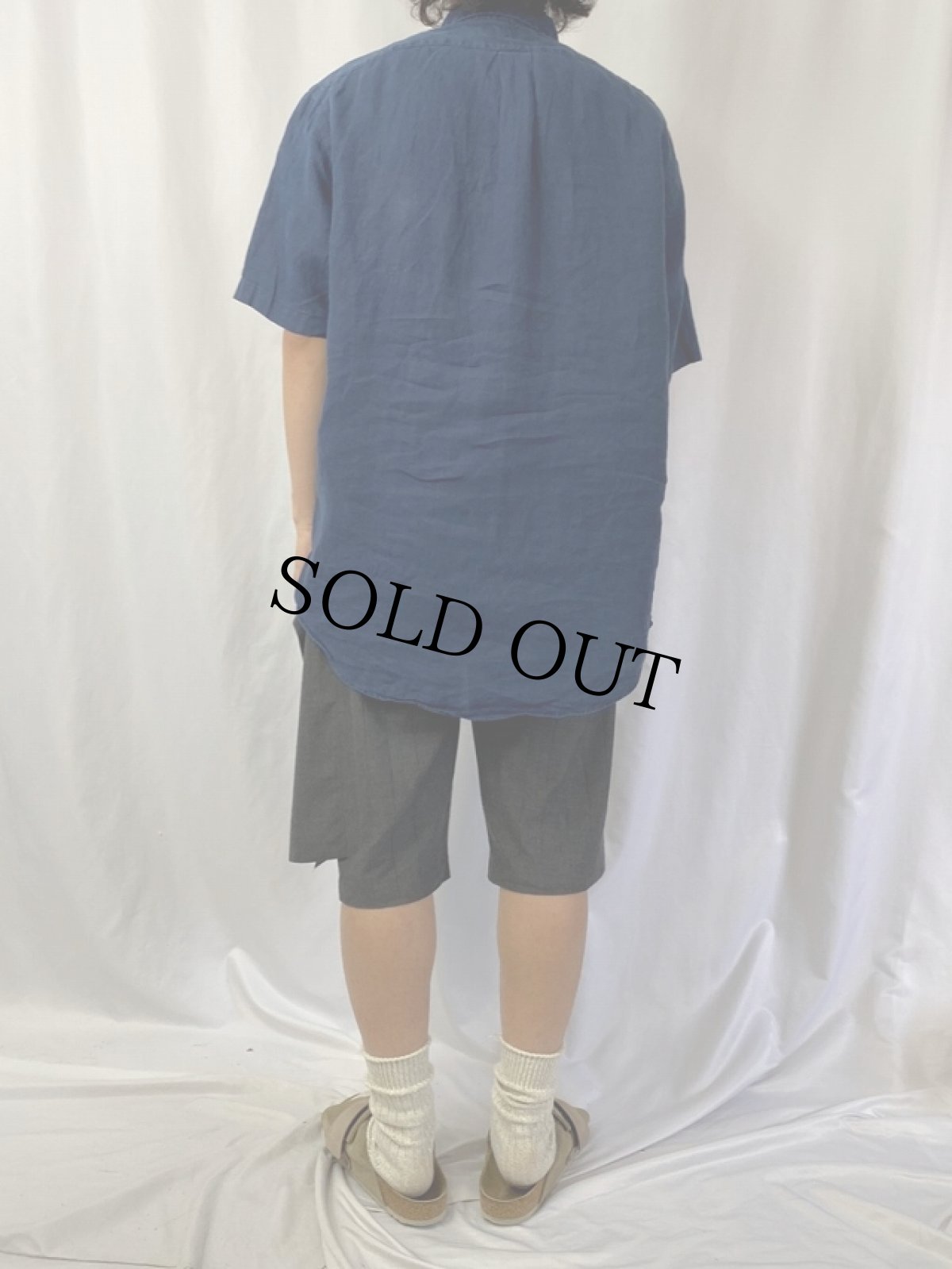 画像4: Ralph Lauren "CLASSIC FIT" ボタンダウンリネンシャツ NAVY M (4)