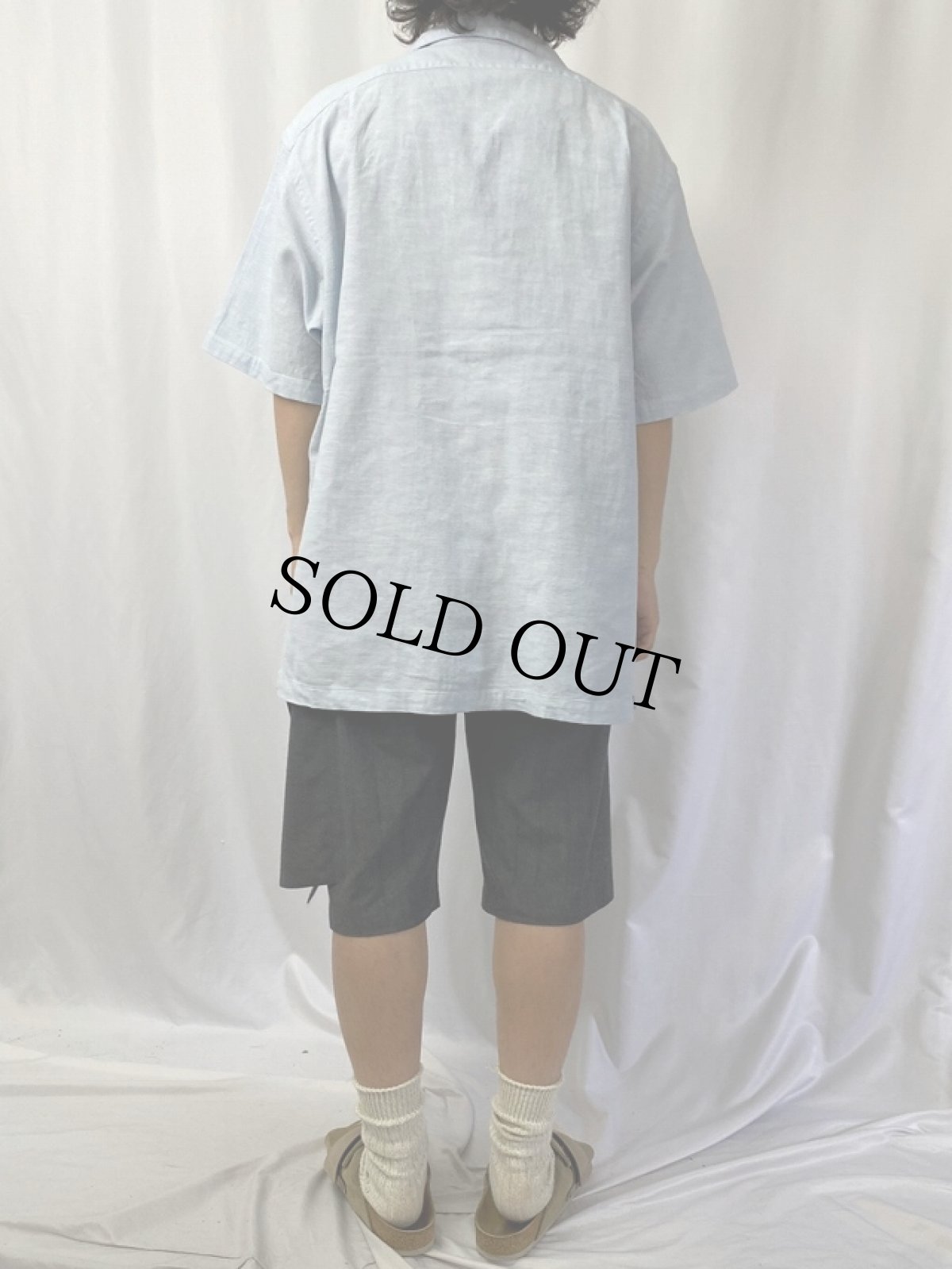 画像4: 90's POLO Ralph Lauren コットン×リネン オープンカラーシャツ L (4)