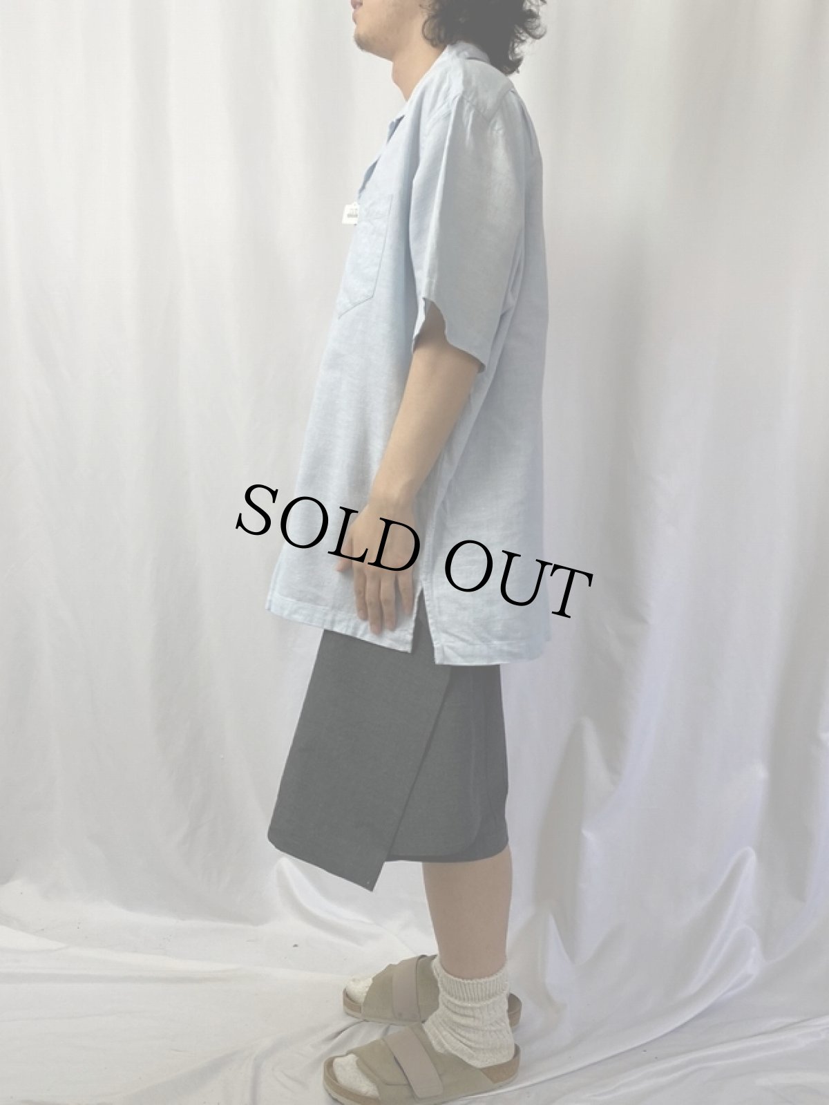 画像3: 90's POLO Ralph Lauren コットン×リネン オープンカラーシャツ L (3)