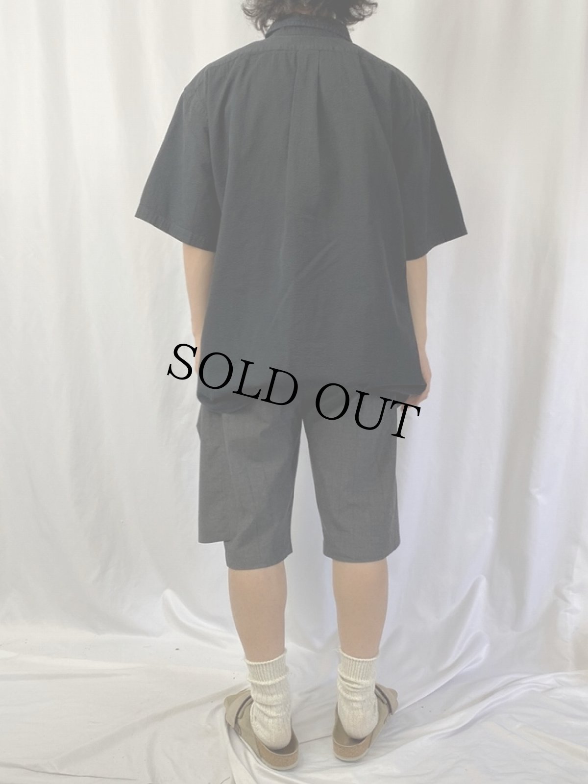 画像4: Ralph Lauren "CLASSIC FIT" シアサッカーボタンダウンコットンシャツ BLACK XXL (4)