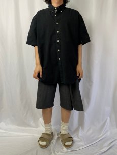 画像2: Ralph Lauren "CLASSIC FIT" シアサッカーボタンダウンコットンシャツ BLACK XXL (2)