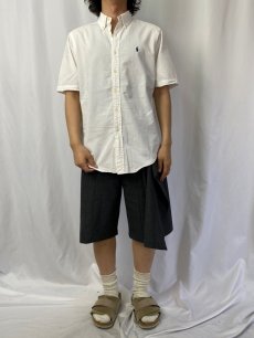 画像2: Ralph Lauren "CLASSIC FIT" シアサッカーボタンダウンコットンシャツ M (2)