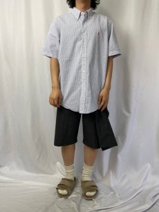 画像2: Ralph Lauren "CLASSIC FIT" ストライプ柄 コットンシアサッカーボタンダウンシャツ L (2)