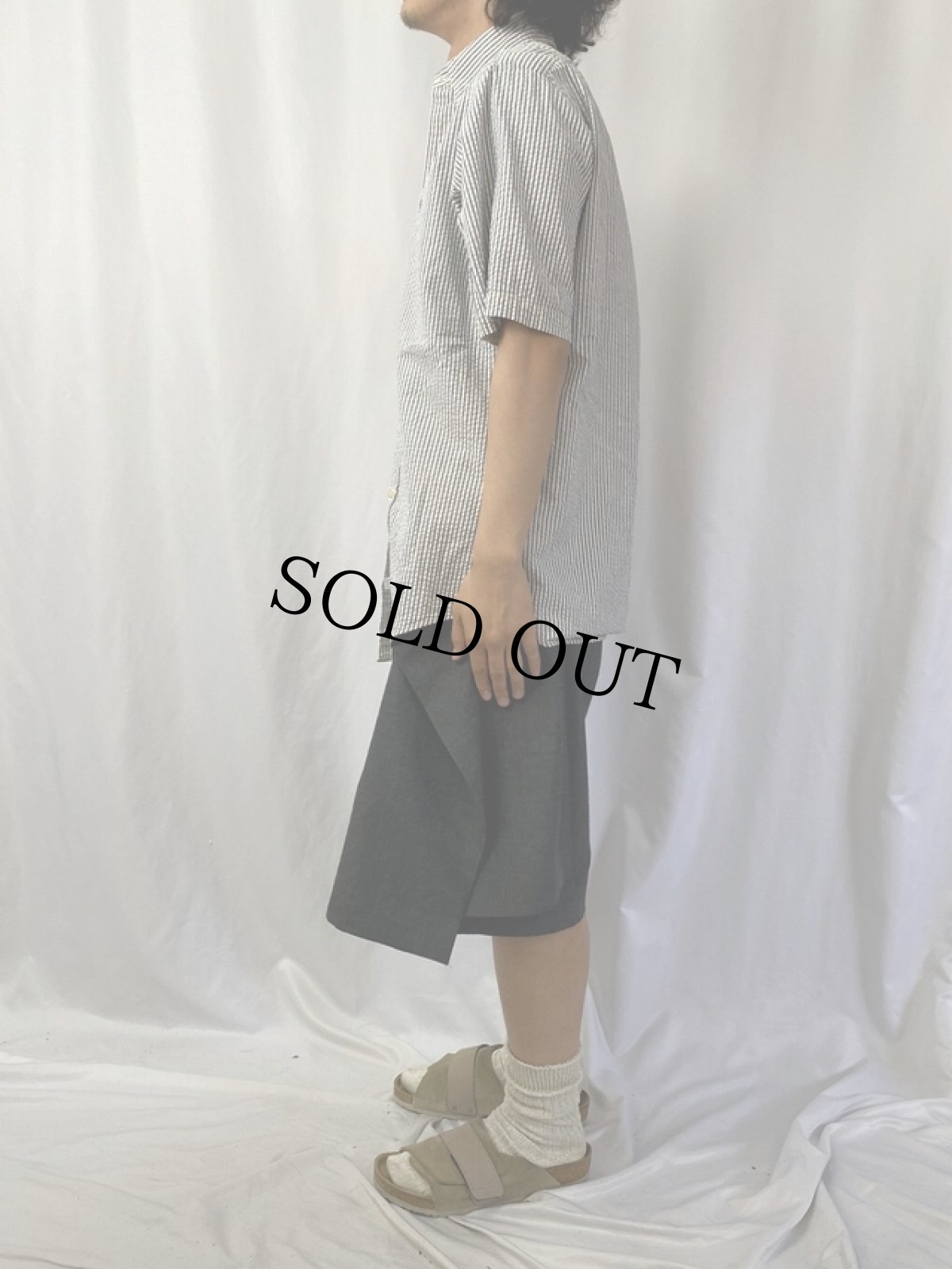 画像3: 90's Ralph Lauren ストライプ柄 コットンシアサッカーボタンダウンシャツ M (3)