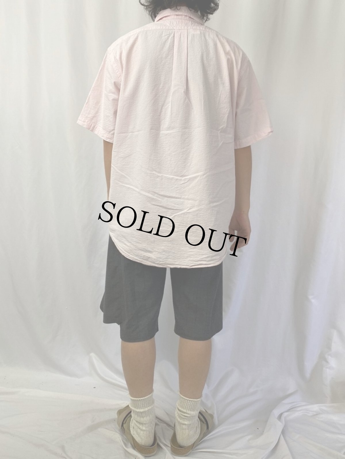 画像4: Ralph Lauren "CLASSIC FIT" ボタンダウン シアサッカーストライプ柄シャツ XL (4)