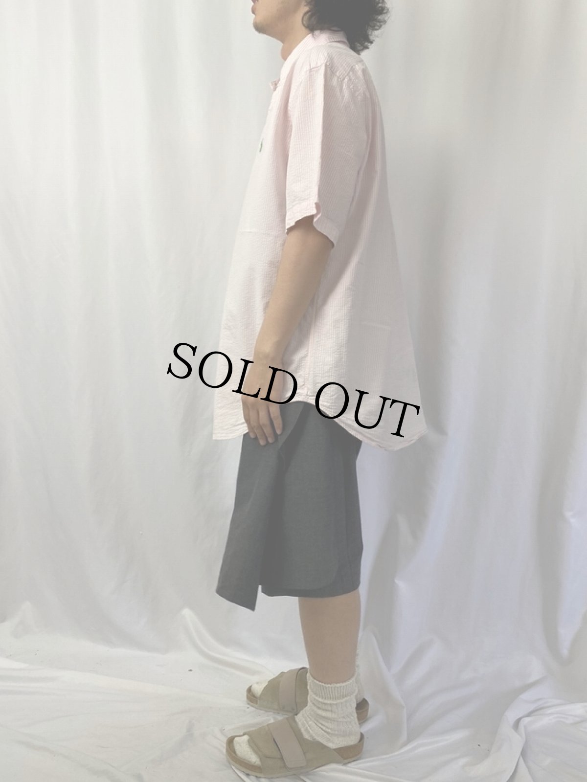 画像3: Ralph Lauren "CLASSIC FIT" ボタンダウン シアサッカーストライプ柄シャツ XL (3)