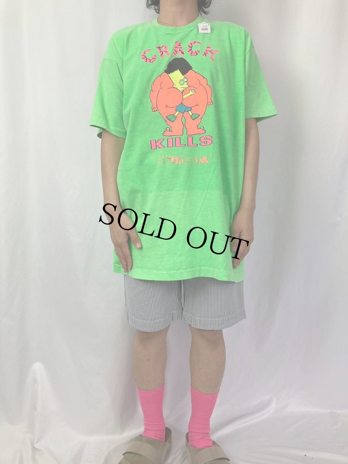 画像2: 90's USA製 "CRACK KILLS" キャラクターパロディプリントTシャツ ONE (2)