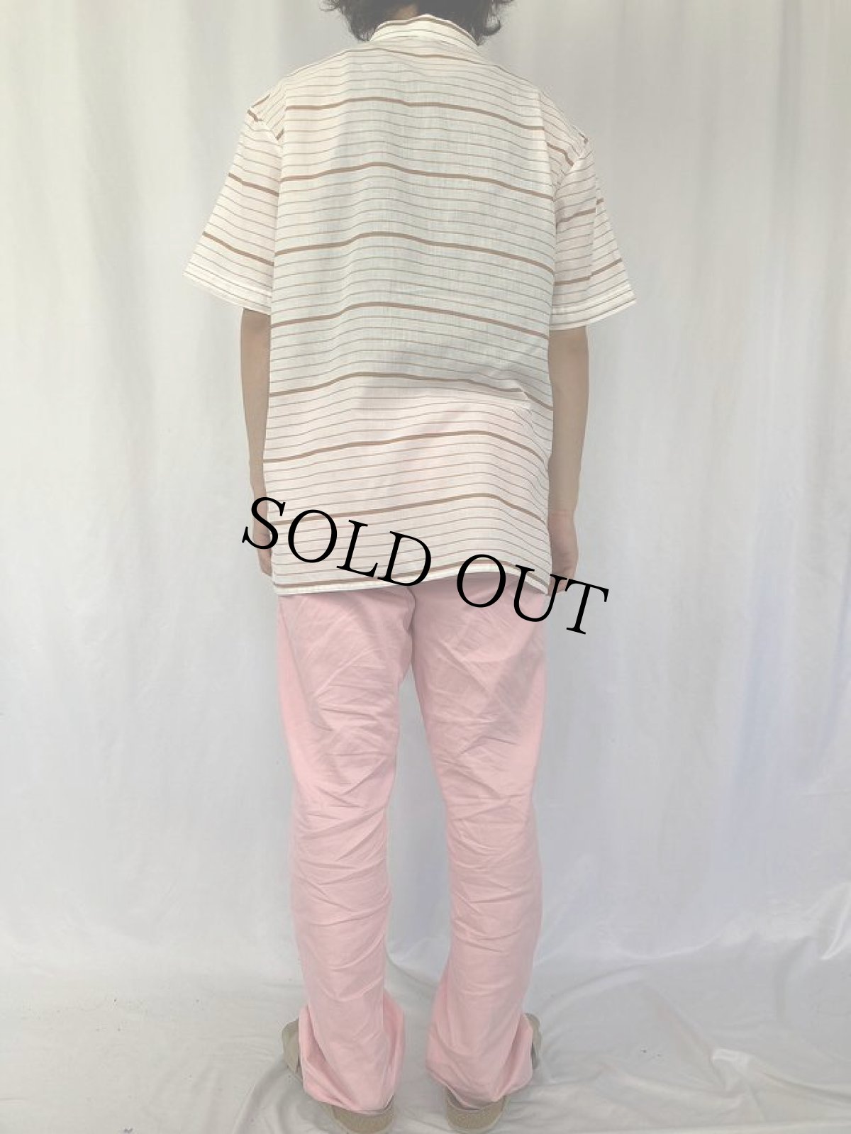 画像4: 80's EURO 東ドイツ製 ボーダー柄 半袖シャツ 41 (4)